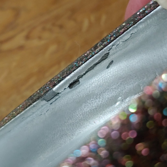 Guess Pink Rainbow Glitter Peep Hole Heels 7M - Picture 14 of 14